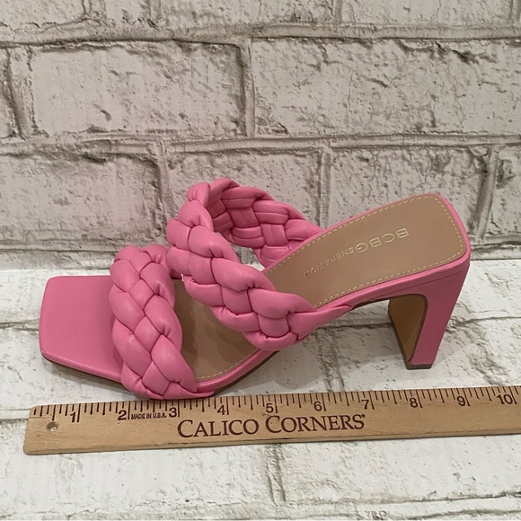 BCBGeneration Pink “Finaa” Slide Chunky Braided Woven Strap Heel Sandal Size 7 - Picture 7 of 16
